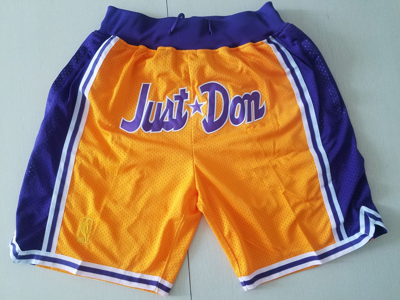 Men 2019 NBA Nike Los Angeles Lakers yellow shorts->los angeles lakers->NBA Jersey